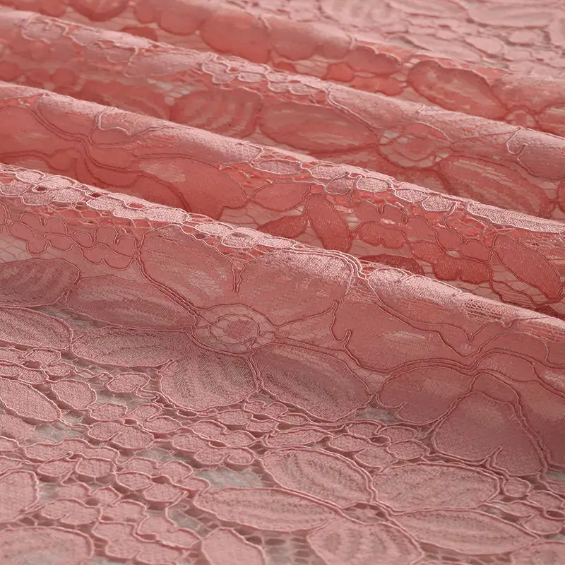 China Fabric for Blouse,Skirt,Shirt Half Sleeve Button ,Dresses (Cardigan Button)  Lace Knit Fabric Cotton Nylon Rayon pink color buy from China wholesaler bulk order at wholesale price free worldwide shipping Alibaba