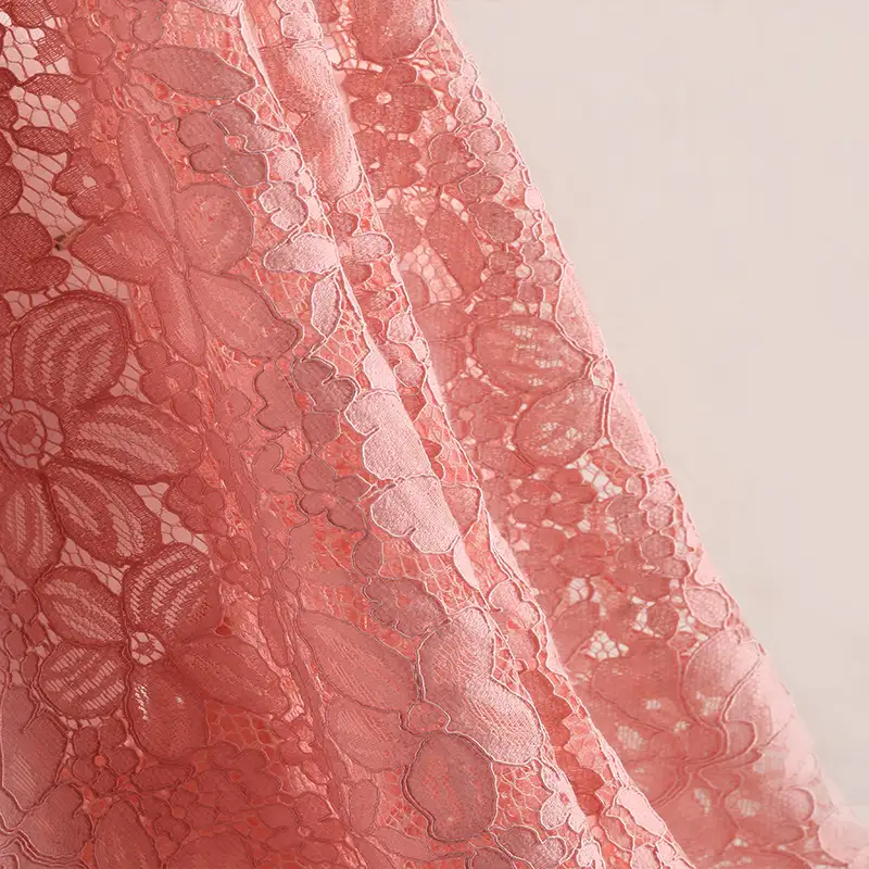 China Fabric for Blouse,Skirt,Shirt Half Sleeve Button ,Dresses (Cardigan Button)  Lace Knit Fabric Cotton Nylon Rayon pink color buy from China wholesaler bulk order at wholesale price free worldwide shipping Alibaba