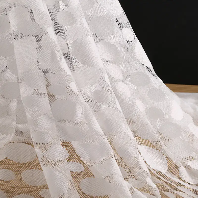 China Fabric for Blouse,Shirt Long Sleeve Button ,Dresses (Cardigan Open) ,Skirt  Lace Knit Fabric Nylon white color buy from China wholesaler bulk order at wholesale price free worldwide shipping Alibaba