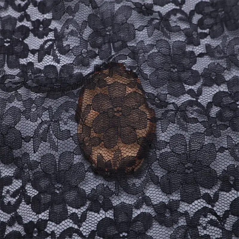 China Fabric for Blouse,Skirt,Shirt Long Sleeve Button ,Dresses (Cardigan Button) ,Skirt  Lace Knit Fabric Nylon black color buy from China wholesaler bulk order at wholesale price free worldwide shipping Alibaba