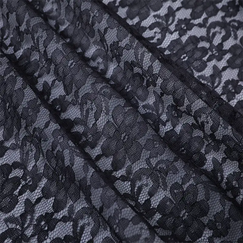 China Fabric for Blouse,Skirt,Shirt Long Sleeve Button ,Dresses (Cardigan Button) ,Skirt  Lace Knit Fabric Nylon black color buy from China wholesaler bulk order at wholesale price free worldwide shipping Alibaba