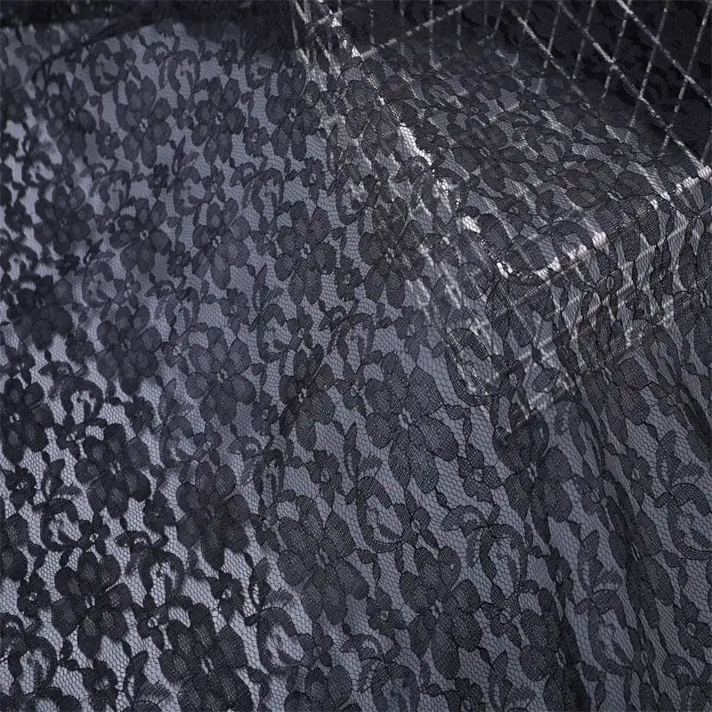 China Fabric for Blouse,Skirt,Shirt Long Sleeve Button ,Dresses (Cardigan Button) ,Skirt  Lace Knit Fabric Nylon black color buy from China wholesaler bulk order at wholesale price free worldwide shipping Alibaba