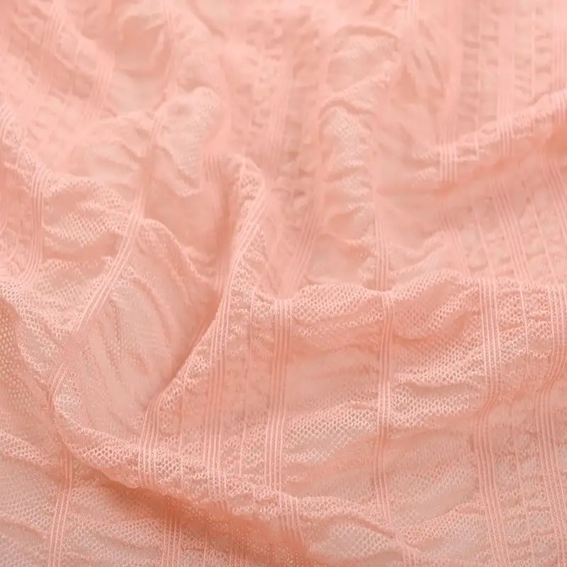 China Fabric for Shirt,Blouse,Shirt Long Sleeve Button ,Dresses (Cardigan Button) ,Skirt  Lace Knit Fabric Nylon Spandex pink color buy from China wholesaler bulk order at wholesale price free worldwide shipping Alibaba