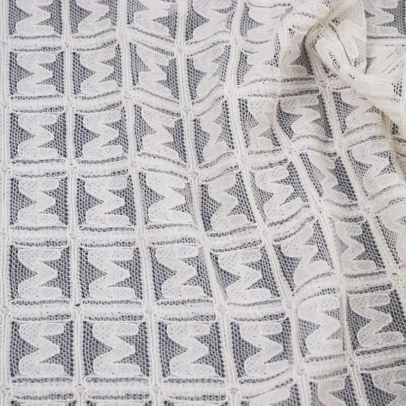 China Fabric for Blouse,Shirt Long Sleeve Button ,Dresses (Cardigan Button) ,Skirt  Lace Knit Fabric Nylon Spandex white color buy from China wholesaler bulk order at wholesale price free worldwide shipping Alibaba