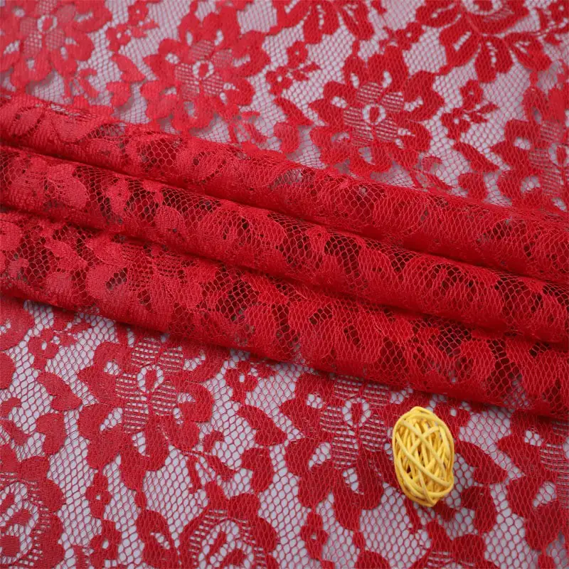 China Fabric for Blouse,Skirt,Shirt Half Sleeve Button ,Skirt  Lace Knit Fabric Polyester red color buy from China wholesaler bulk order at wholesale price free worldwide shipping Alibaba