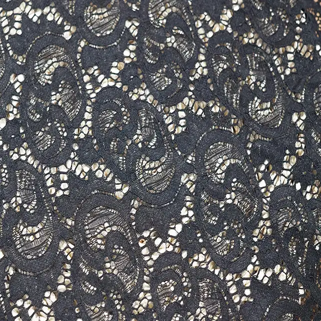 China Fabric for Blouse,Skirt,Shirt Long Sleeve Button ,Dresses (Cardigan Button) ,Skirt  Lace Knit Fabric Nylon Spandex black color buy from China wholesaler bulk order at wholesale price free worldwide shipping Alibaba