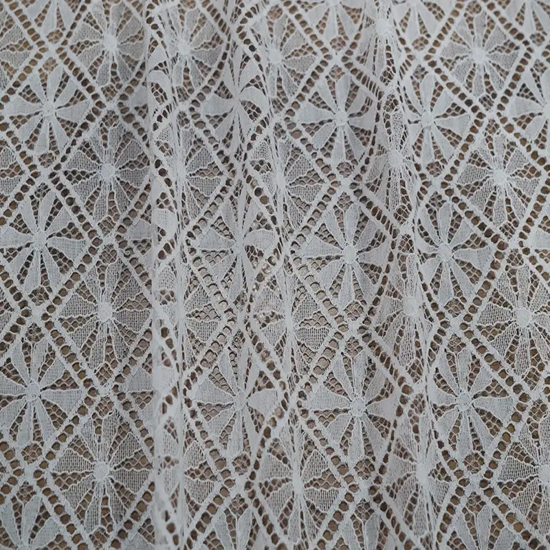 China Fabric for Blouse,Skirt,Shirt Long Sleeve Button ,Dresses (Pullover) ,Skirt  Lace Knit Fabric Cotton Nylon white color buy from China wholesaler bulk order at wholesale price free worldwide shipping Alibaba