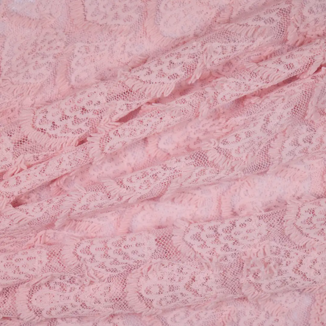 China Fabric for Blouse,Shirt Half Sleeve Button ,Dresses (Cardigan Button) ,Skirt  Lace Knit Fabric Nylon Spandex pink color buy from China wholesaler bulk order at wholesale price free worldwide shipping Alibaba
