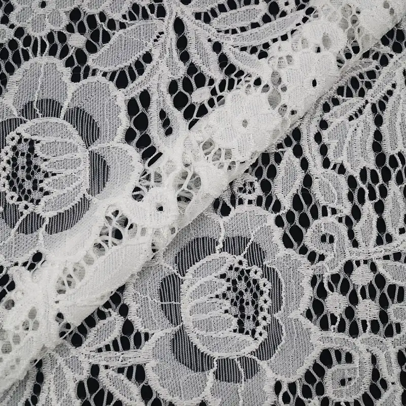China Fabric for Blouse,Skirt,Shirt Long Sleeve Button ,Polo T-shirt ,Dresses (Cardigan Button)  Lace Knit Fabric Nylon Spandex white color buy from China wholesaler bulk order at wholesale price free worldwide shipping Alibaba