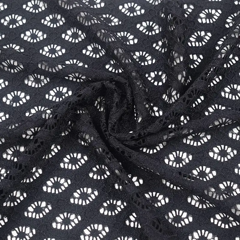 China Fabric for Blouse,Shirt Half Sleeve Button ,Dresses (Cardigan Open) ,Skirt  Lace Knit Fabric Nylon Spandex black color buy from China wholesaler bulk order at wholesale price free worldwide shipping Alibaba