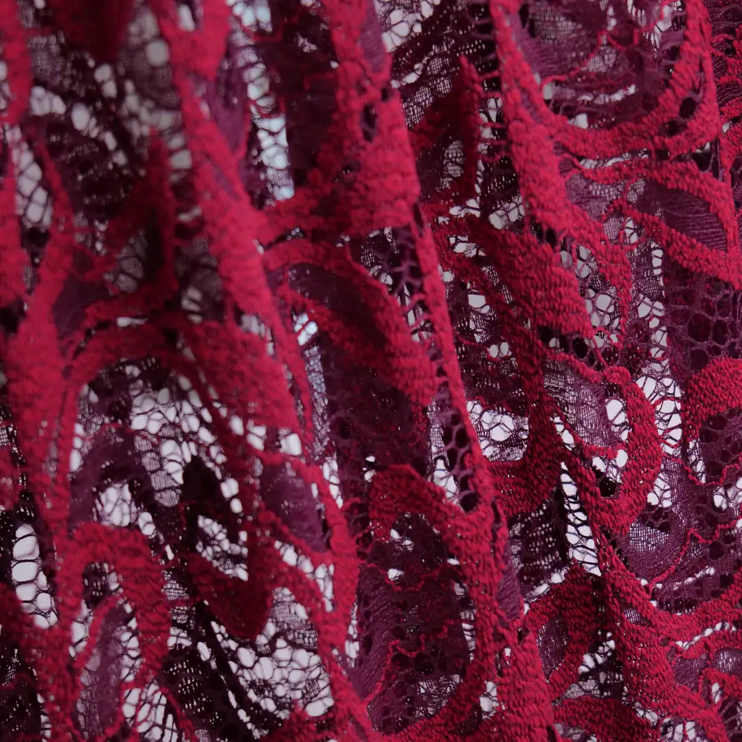 China Fabric for Blouse,Skirt,Shirt Long Sleeve Button ,Dresses (Cardigan Button) ,Skirt  Lace Knit Fabric Nylon Polyester red color buy from China wholesaler bulk order at wholesale price free worldwide shipping Alibaba