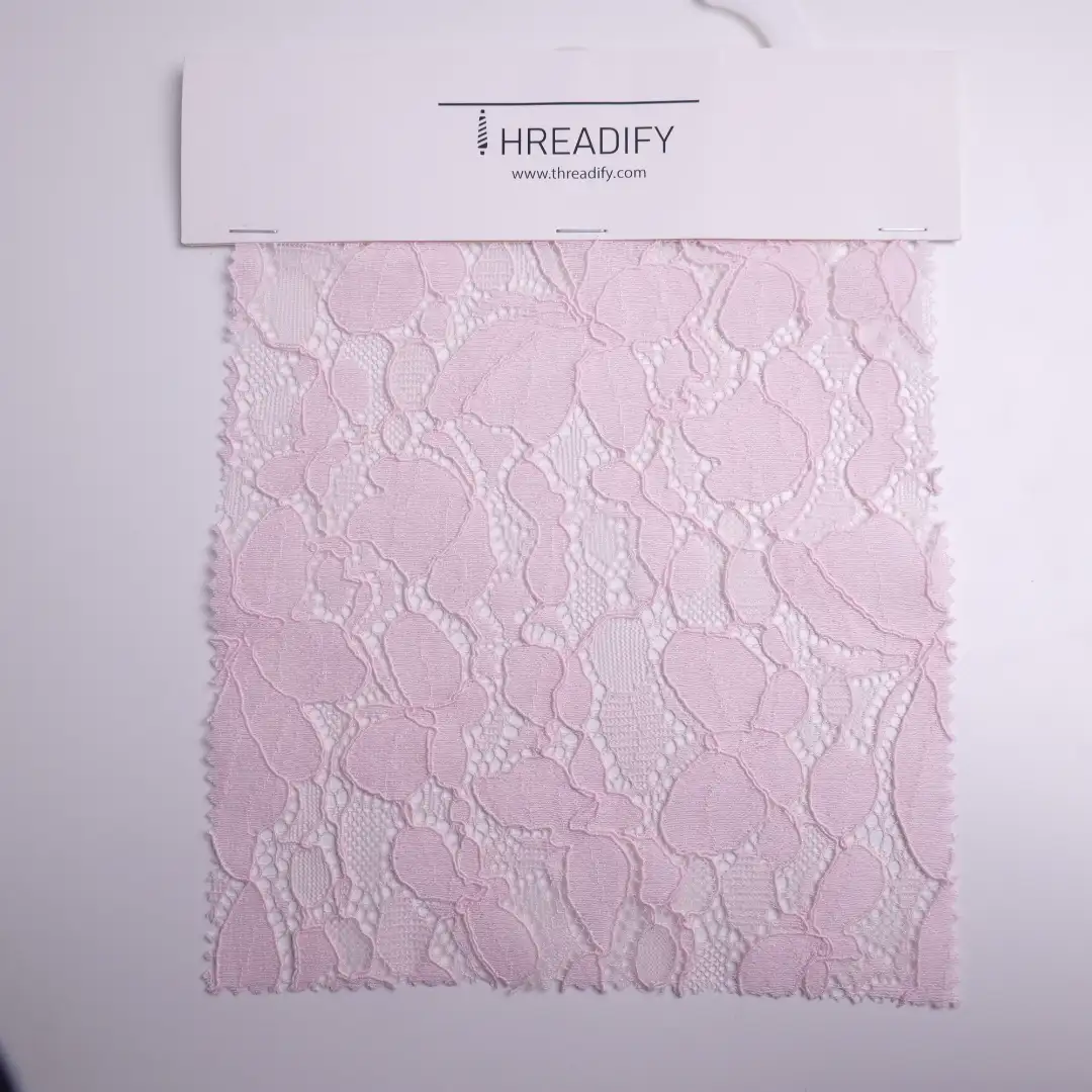 China Fabric for Blouse,Shirt Half Sleeve Button ,Dresses (Cardigan Button) ,Skirt  Lace Knit Fabric Cotton Nylon Rayon pink color buy from China wholesaler bulk order at wholesale price free worldwide shipping Alibaba