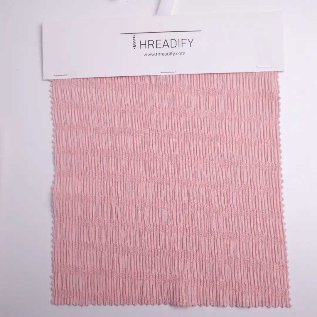 China Fabric for Polo Shirt,Blouse,Dresses (Cardigan Button) ,Skirt  Lace Knit Fabric Polyester Spandex pink color buy from China wholesaler bulk order at wholesale price free worldwide shipping Alibaba