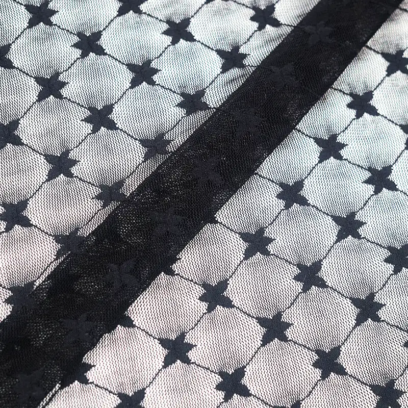 China Fabric for Blouse,Skirt,Shirt Long Sleeve Button ,Skirt  Lace Knit Fabric Nylon Spandex black color buy from China wholesaler bulk order at wholesale price free worldwide shipping Alibaba