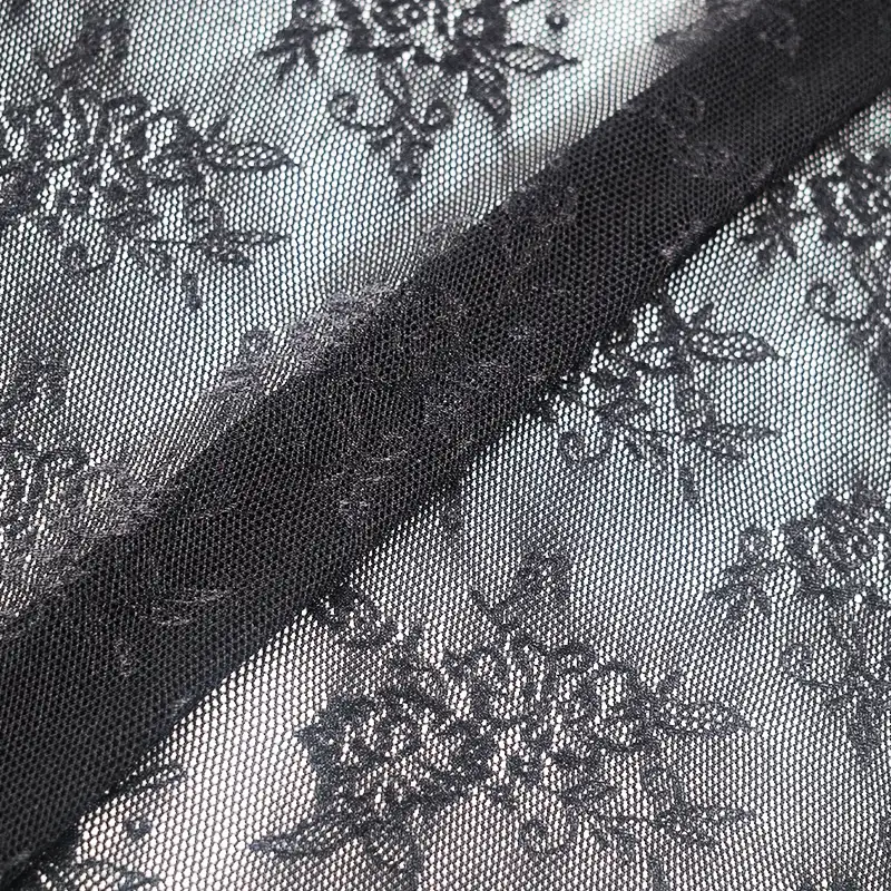 China Fabric for Blouse,Skirt,Shirt Long Sleeve Button ,Dresses (Cardigan Button)  Lace Knit Fabric Nylon Spandex black color buy from China wholesaler bulk order at wholesale price free worldwide shipping Alibaba