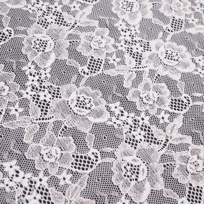 China Fabric for Blouse,Skirt,Shirt Long Sleeve Button ,Dresses (Cardigan Button)  Lace Knit Fabric Nylon Spandex white color buy from China wholesaler bulk order at wholesale price free worldwide shipping Alibaba