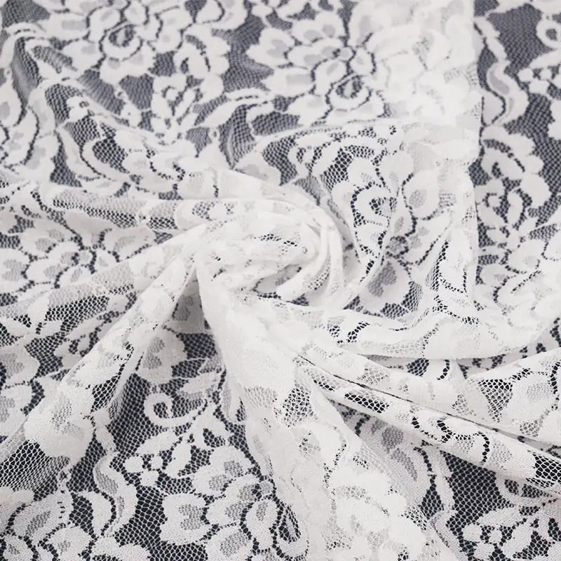 China Fabric for Blouse,Skirt,Skirt  Lace Knit Fabric Nylon Spandex white color buy from China wholesaler bulk order at wholesale price free worldwide shipping Alibaba