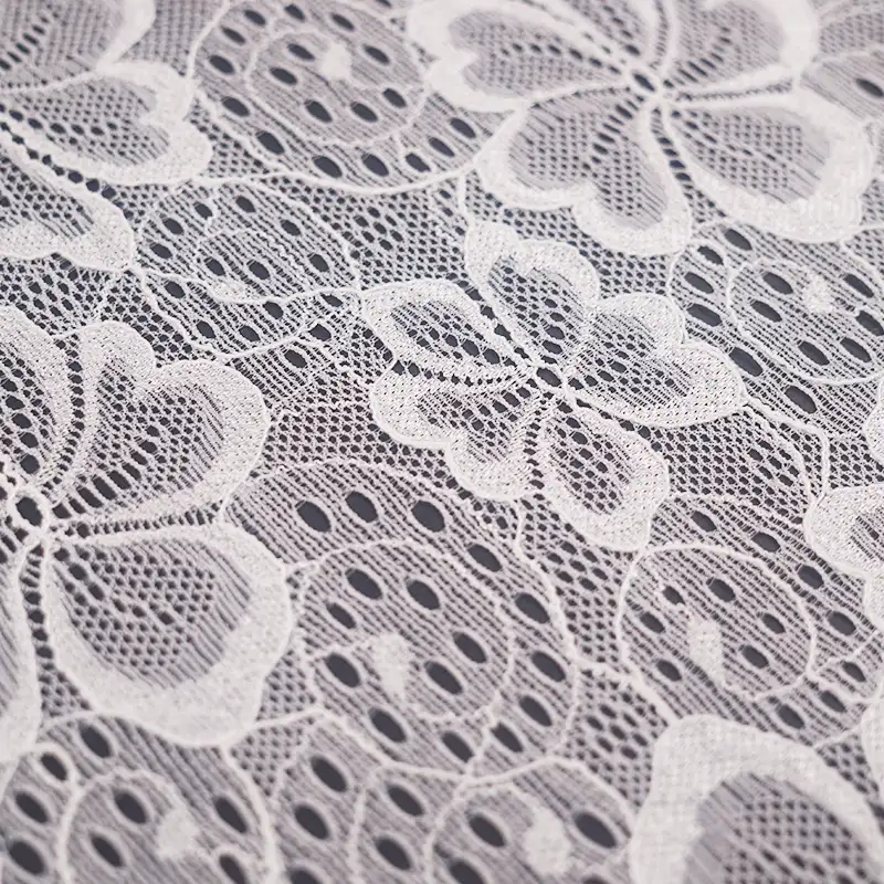 China Fabric for Blouse,Skirt,Shirt Long Sleeve Zipper ,Dresses (Pullover)  Lace Knit Fabric Nylon Spandex white color buy from China wholesaler bulk order at wholesale price free worldwide shipping Alibaba