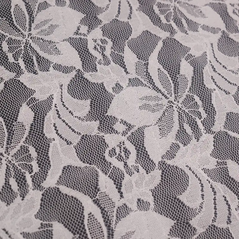 China Fabric for Blouse,Skirt,Shirt Long Sleeve Button ,Skirt  Lace Knit Fabric Nylon Spandex white color buy from China wholesaler bulk order at wholesale price free worldwide shipping Alibaba