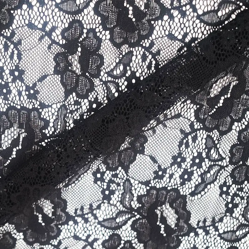 China Fabric for Blouse,Skirt,Shirt Long Sleeve Button ,Dresses (Pullover) ,Skirt  Lace Knit Fabric Nylon Spandex black color buy from China wholesaler bulk order at wholesale price free worldwide shipping Alibaba