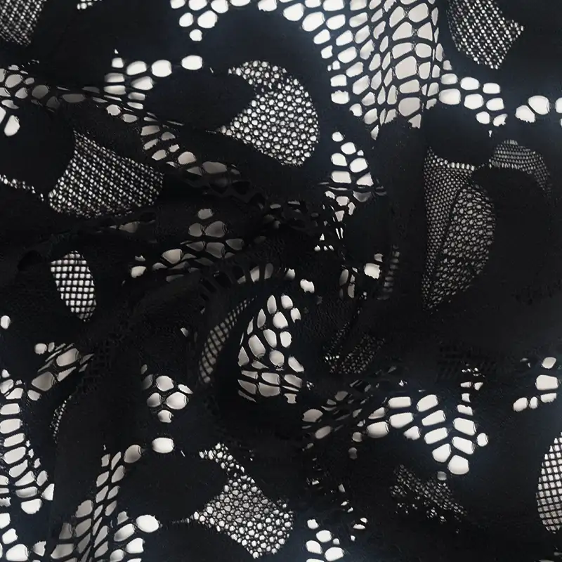 China Fabric for Blouse,Skirt,Shirt Long Sleeve Button ,Dresses (Pullover) ,Skirt  Lace Knit Fabric Nylon Spandex black color buy from China wholesaler bulk order at wholesale price free worldwide shipping Alibaba