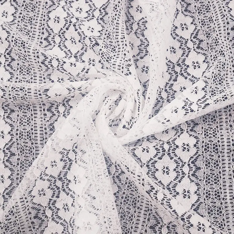 China Fabric for Blouse,Skirt,Shirt Long Sleeve Button ,T-shirt ,Skirt  Lace Knit Fabric Nylon Spandex white color buy from China wholesaler bulk order at wholesale price free worldwide shipping Alibaba