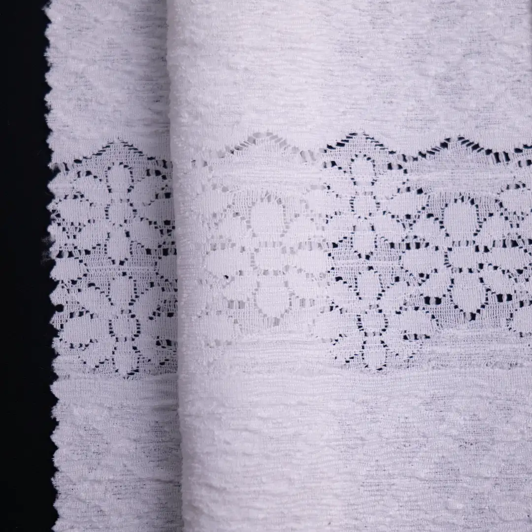 China Fabric for Blouse,Skirt,Shirt Long Sleeve Button ,Skirt  Lace Knit Fabric Polyester Spandex white color buy from China wholesaler bulk order at wholesale price free worldwide shipping Alibaba