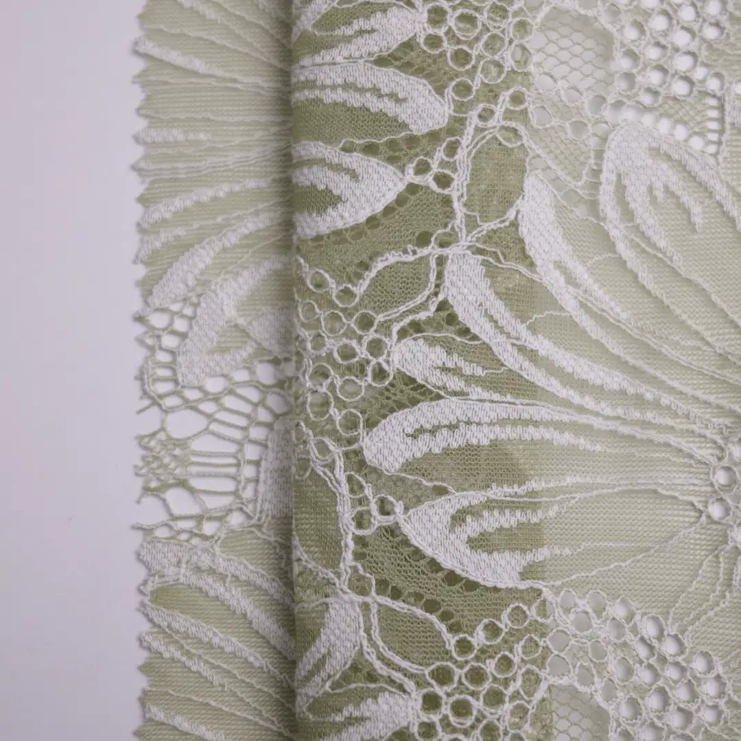 China Fabric for Blouse,Skirt,Shirt Long Sleeve Button ,Skirt  Lace Knit Fabric Cotton Nylon green color buy from China wholesaler bulk order at wholesale price free worldwide shipping Alibaba