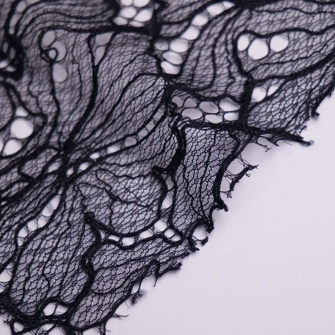 China Fabric for Blouse,Skirt,Shirt Long Sleeve Button ,T-shirt  Lace Knit Fabric Nylon Rayon black color buy from China wholesaler bulk order at wholesale price free worldwide shipping Alibaba