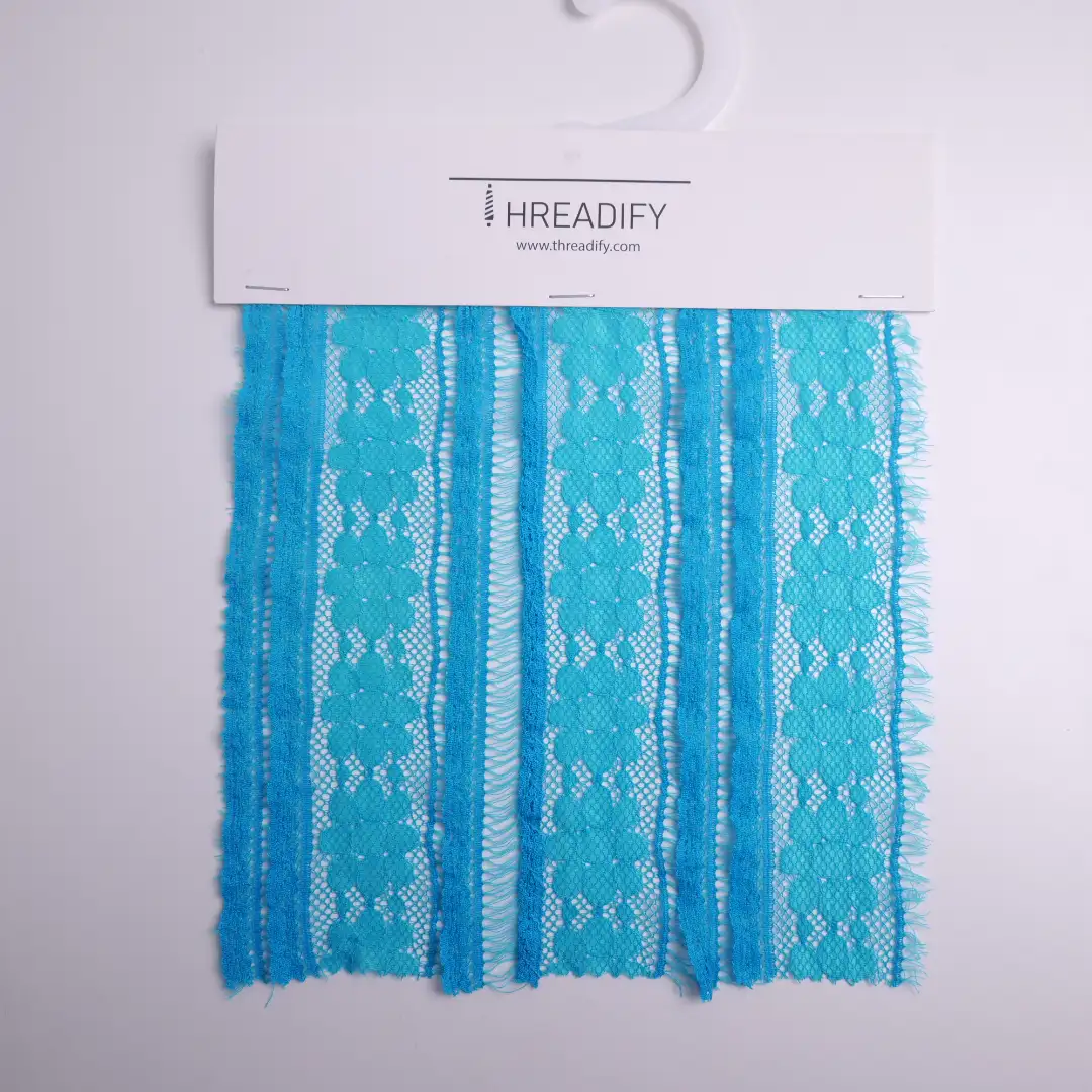 China Fabric for Blouse,Skirt,Skirt  Lace Knit Fabric Cotton Nylon Spandex blue color buy from China wholesaler bulk order at wholesale price free worldwide shipping Alibaba