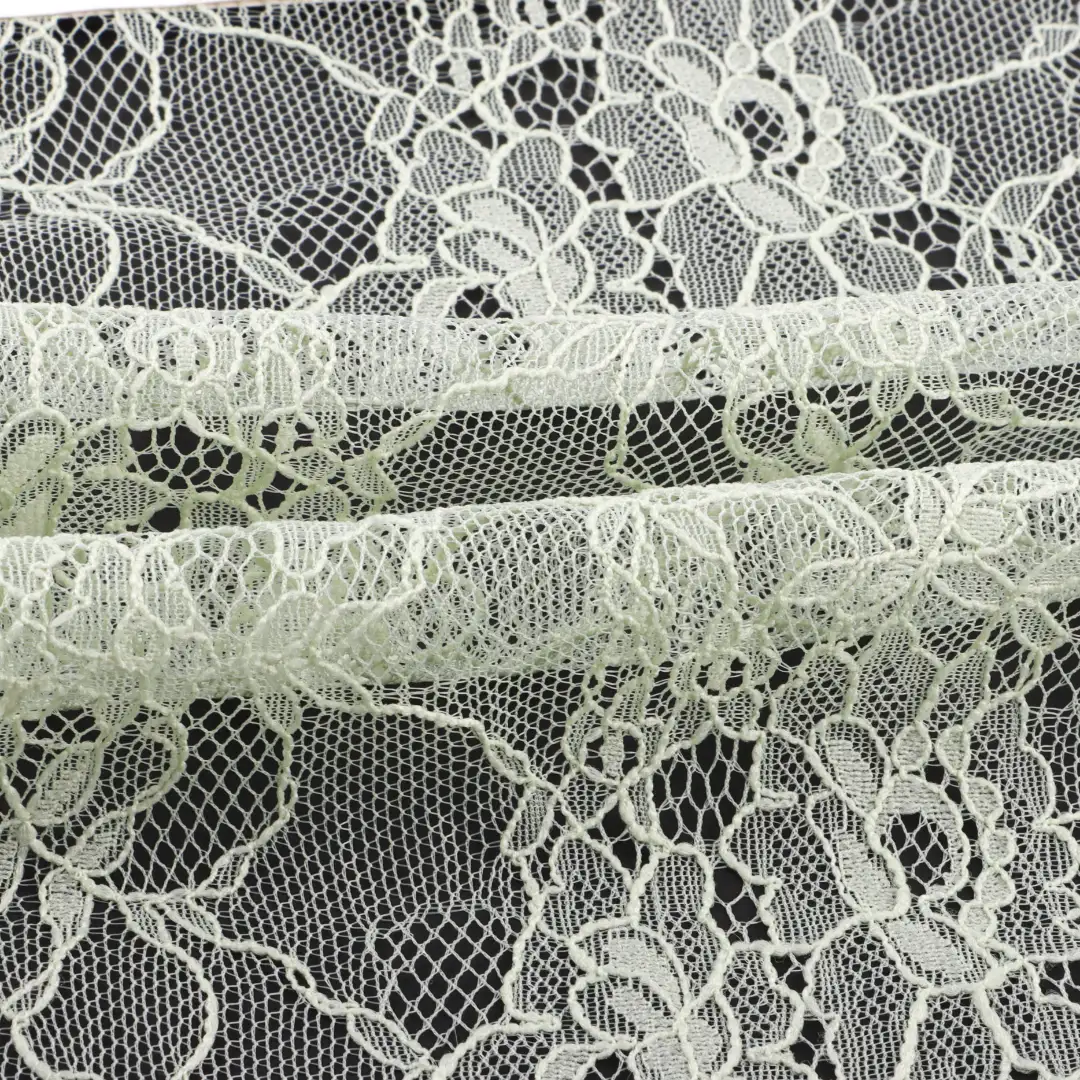 China Fabric for Crop Top,Lingerie,Swimsuits,Skirt  Lace Knit Fabric Nylon Green color buy from China wholesaler bulk order at wholesale price free worldwide shipping Alibaba