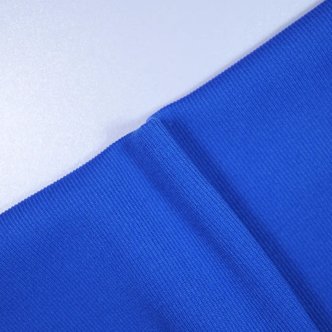 China Fabric for Pants,Hoodie Rib Knit Fabric Polyester Spandex Cotton Blue color buy from China wholesaler bulk order at wholesale price free worldwide shipping Alibaba