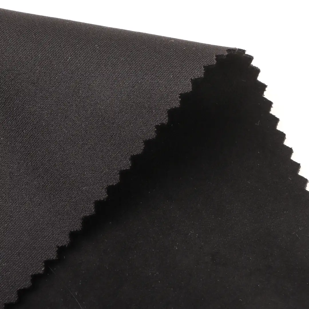 China Fabric for Jackets,Trench Coat,Overcoat Suede Knit Fabric Polyester Spandex Black color buy from China wholesaler bulk order at wholesale price free worldwide shipping Alibaba