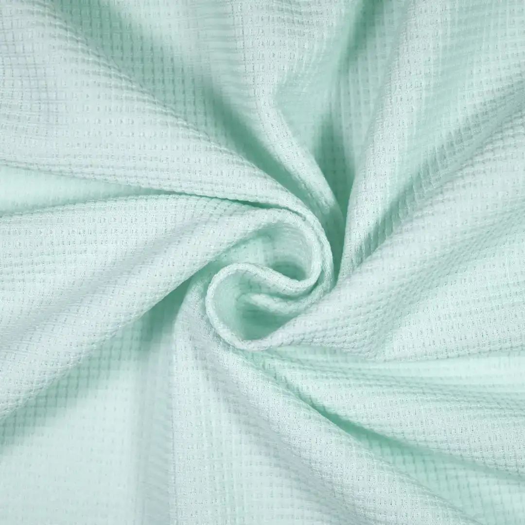 China Fabric for Polo Shirt,Crop Top,Hoodie Waffle Knit Fabric Polyester LightGreen color buy from China wholesaler bulk order at wholesale price free worldwide shipping Alibaba