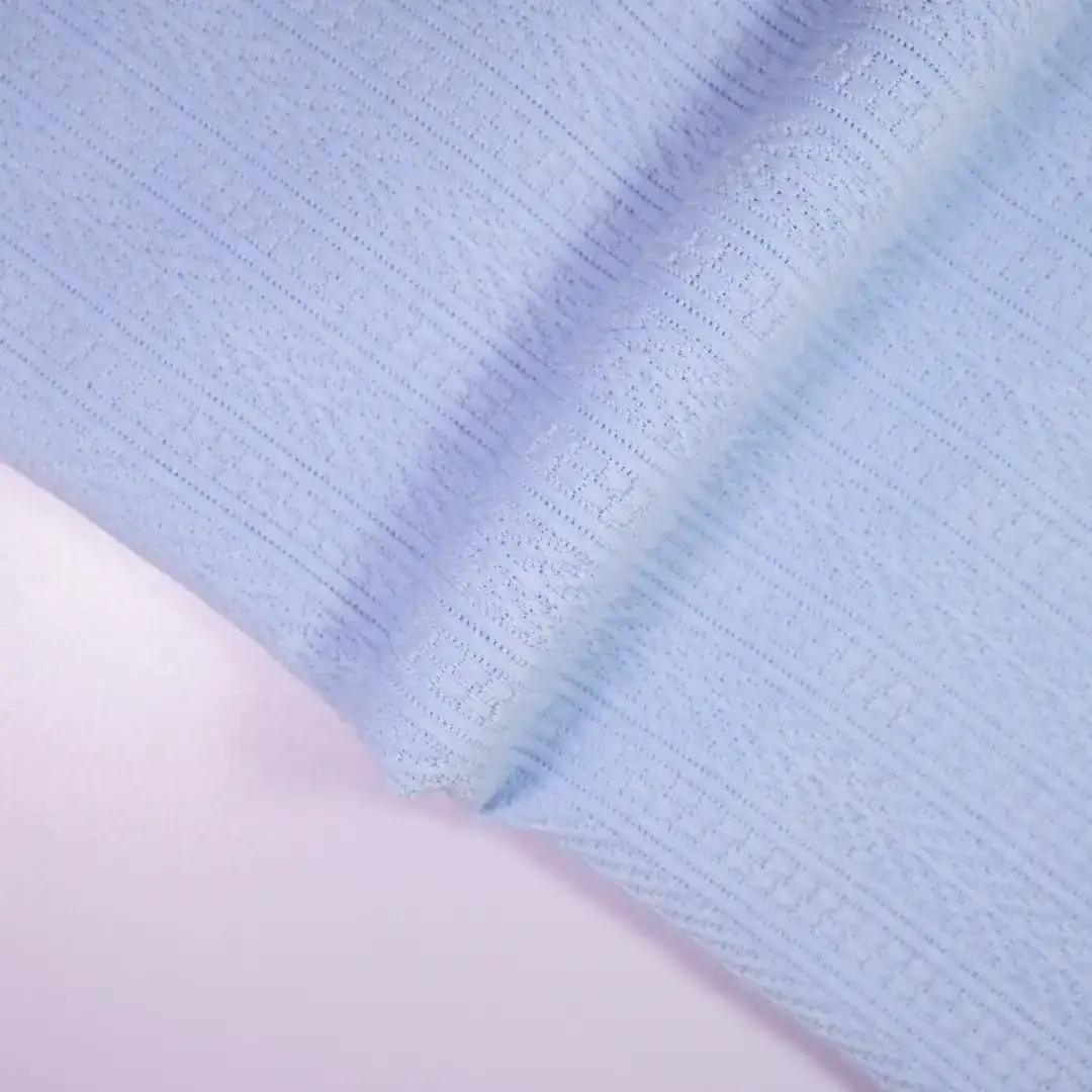 China Fabric for Pants,Knitted Jacket ,Knitted Trousers  Jacquard Knit Fabric Polyester Spandex Blue color buy from China wholesaler bulk order at wholesale price free worldwide shipping Alibaba