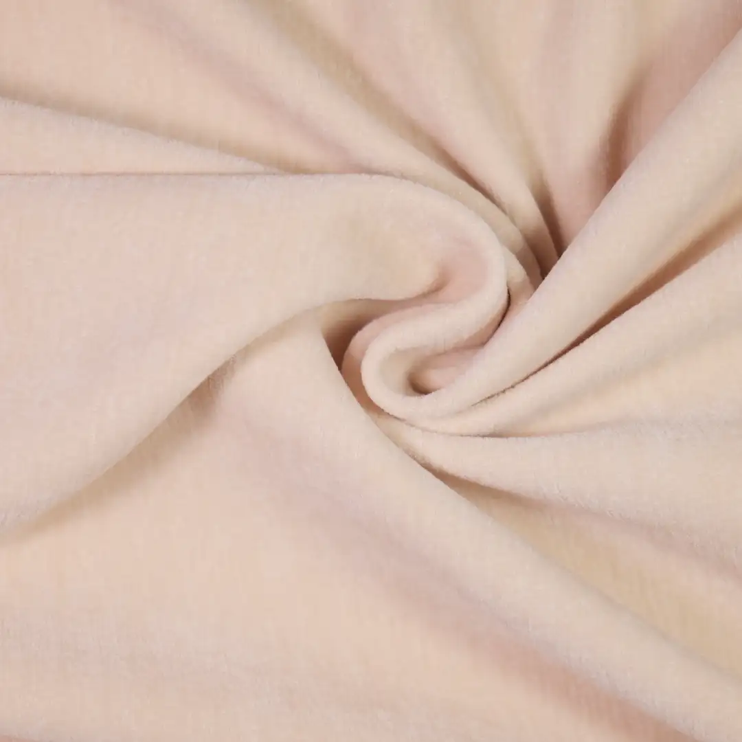 China Fabric for Pants,Jackets,Hoodie,Full-Zipper Cardigan  Double-side fleece Knit Fabric Polyester Spandex Beige color buy from China wholesaler bulk order at wholesale price free worldwide shipping Alibaba