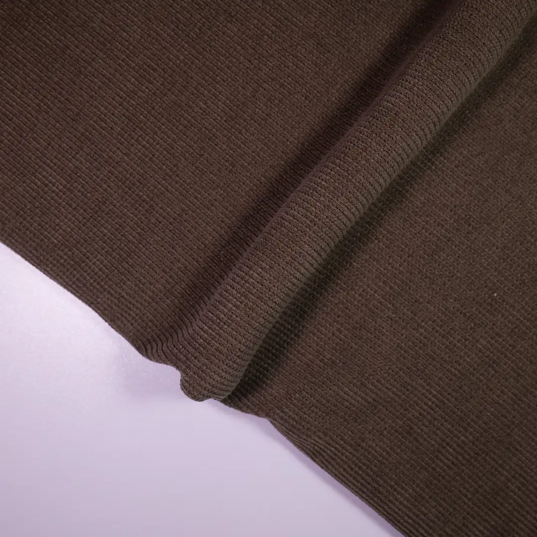 China Fabric for Pants,Suit Trouser,Blazer,Suit,Over Shirt knitted Corduroy Knit Fabric Polyester Spandex Brown color buy from China wholesaler bulk order at wholesale price free worldwide shipping Alibaba