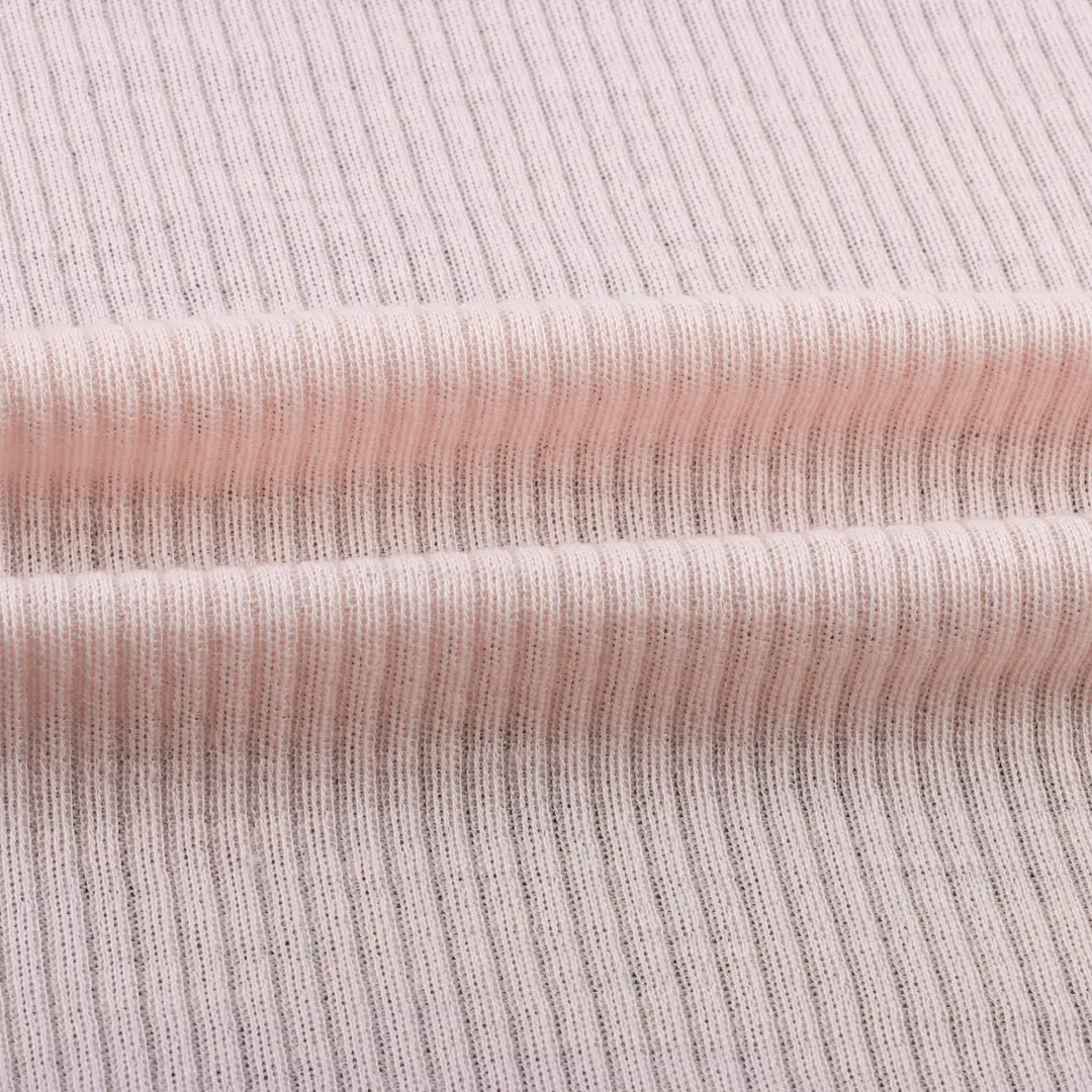 China Fabric for Polo Shirt,Tank Top,Crop Top Rib Knit Fabric Wool light pink color buy from China wholesaler bulk order at wholesale price free worldwide shipping Alibaba