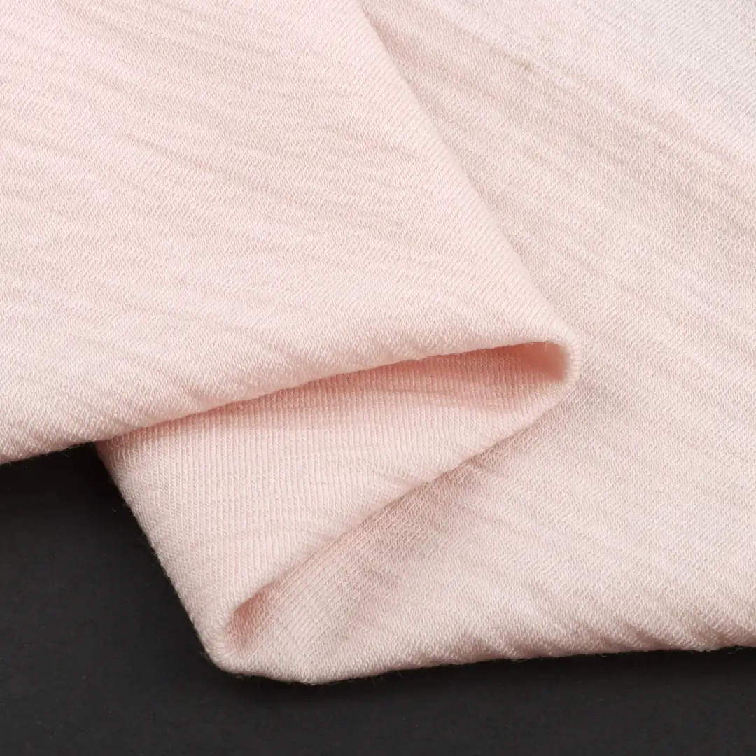 China Fabric for T-Shirt,Tank Top,Crop Top Single Jersey Knit Fabric Wool Spandex light pink color buy from China wholesaler bulk order at wholesale price free worldwide shipping Alibaba