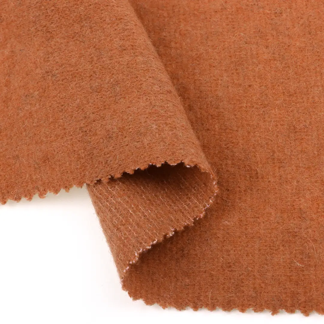 China Fabric for Open Cardigan ,Knitted Jacket ,Crew Neck Pullover ,Crop Top Pullover  Hacci Knit Fabric Wool Nylon Polyester Brick-red color buy from China wholesaler bulk order at wholesale price free worldwide shipping Alibaba
