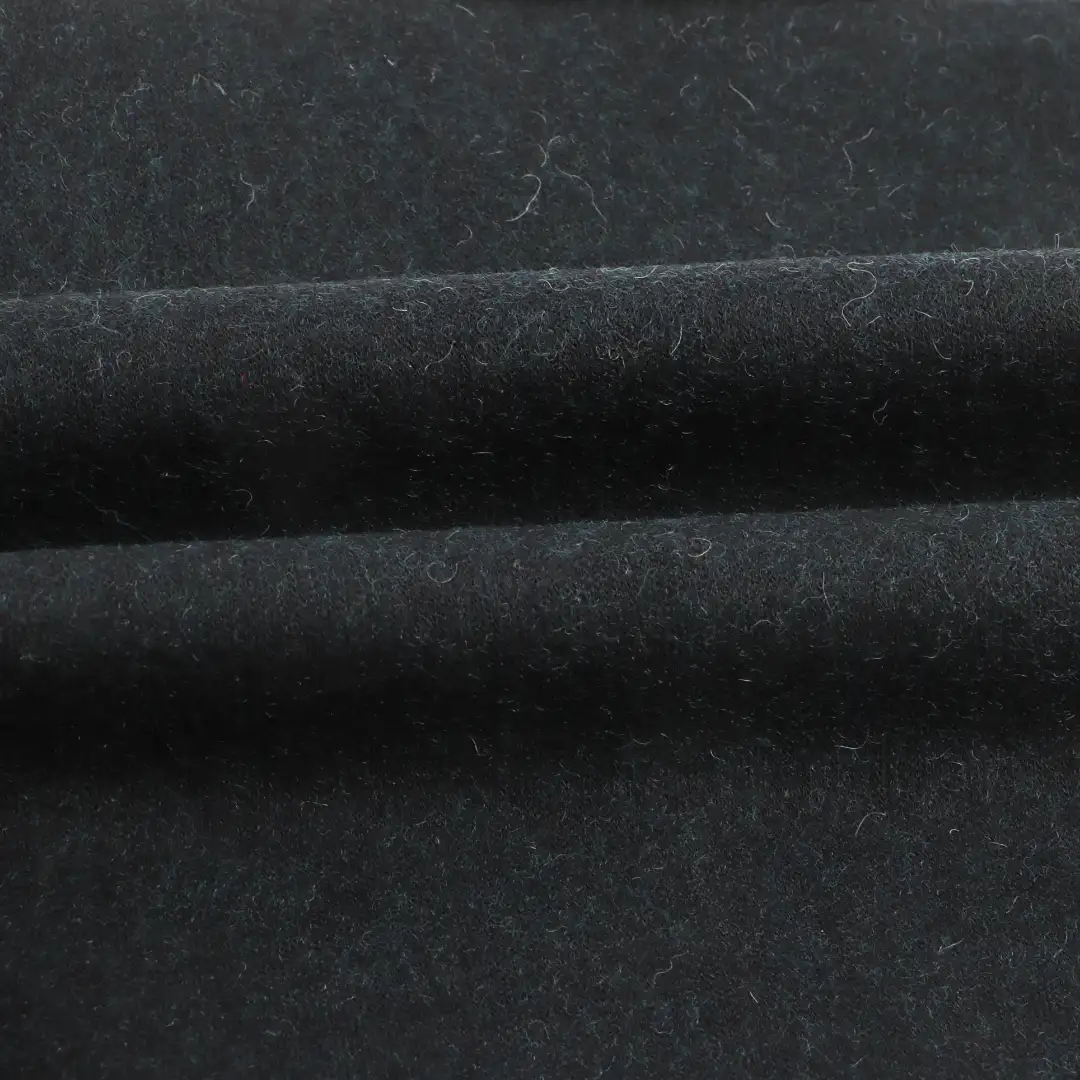 China Fabric for Open Cardigan ,Full-Zipper Cardigan ,Half-Zipper Cardigan ,Round Neck Pullover  Interlock Knit Fabric Polyester Wool BLACK color buy from China wholesaler bulk order at wholesale price free worldwide shipping Alibaba