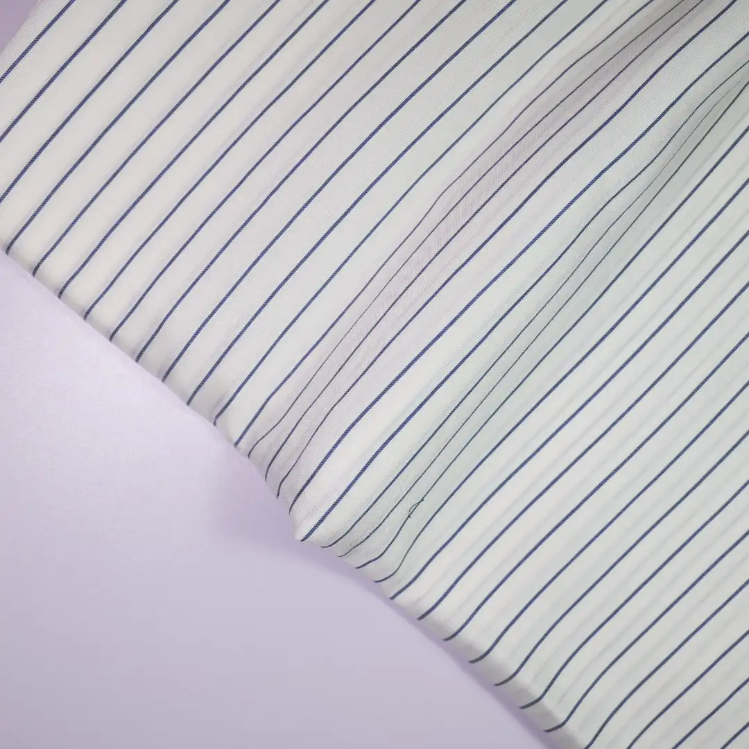 China Fabric for Shirt,Blouse,Crop Top Yarn Dyed Stripe Woven Blended Fabric Silk Rayon White color buy from China wholesaler bulk order at wholesale price free worldwide shipping Alibaba
