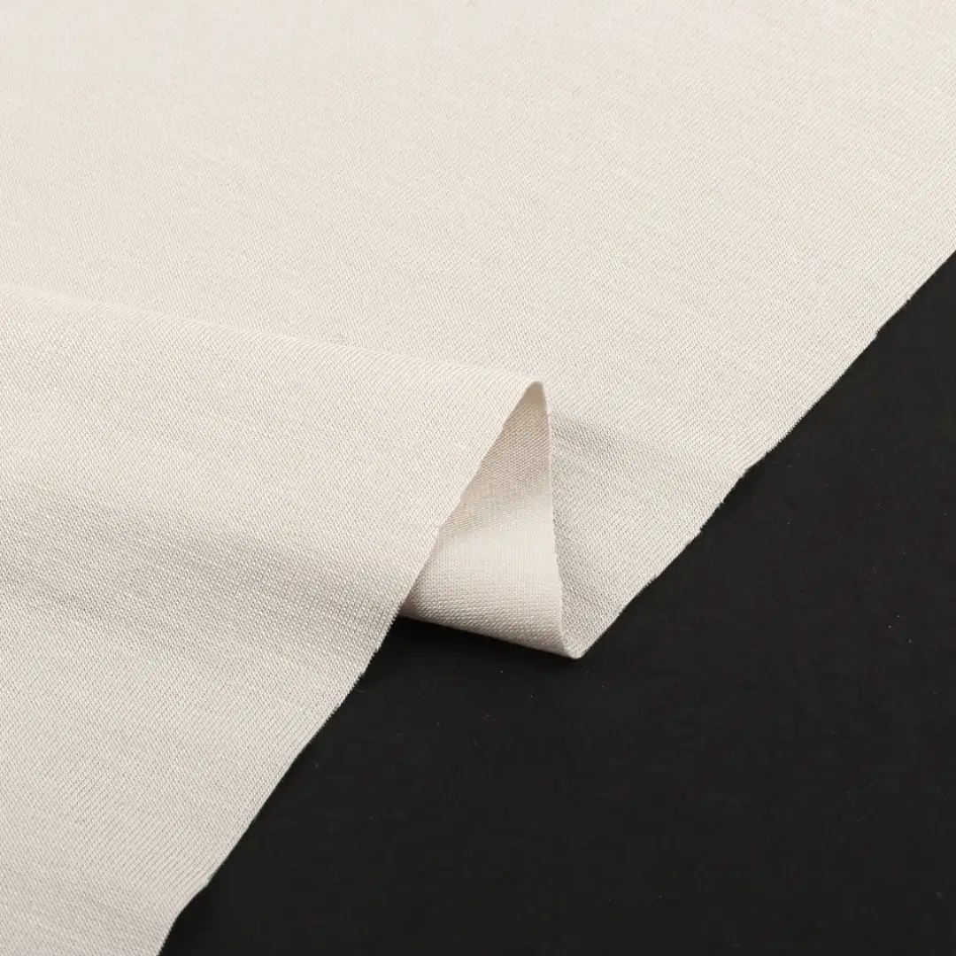 China Fabric for T-Shirt,Ladies Vest (Sweater),Open Cardigan (Sweater),Round Neck Pullover (Sweater),Skirt (Sweater) Single Jersey Knit Fabric Rayon Spandex Beige color buy from China wholesaler bulk order at wholesale price free worldwide shipping Alibaba