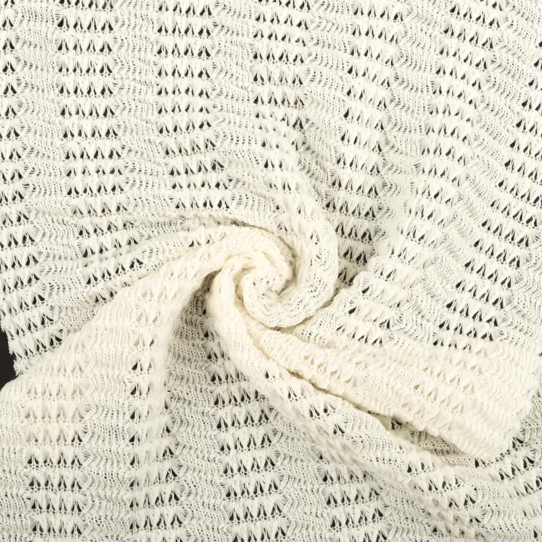 China Fabric for T-Shirt,Open Cardigan (Sweater),Dresses (Cardigan Open) (Sweater),Dresses (Pullover) (Sweater),Skirt (Sweater) Mesh Knit Fabric Polyester Spandex cream color buy from China wholesaler bulk order at wholesale price free worldwide shipping Alibaba