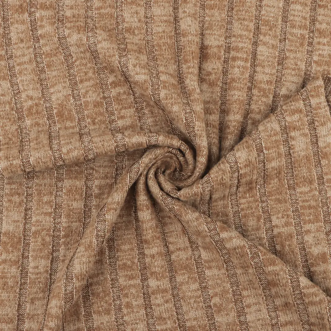 China Fabric for T-Shirt,Shirt Long Sleeve Zipper (Sweater),Crop Top Pullover (Sweater) Rib Knit Fabric Polyester Spandex Brown color buy from China wholesaler bulk order at wholesale price free worldwide shipping Alibaba