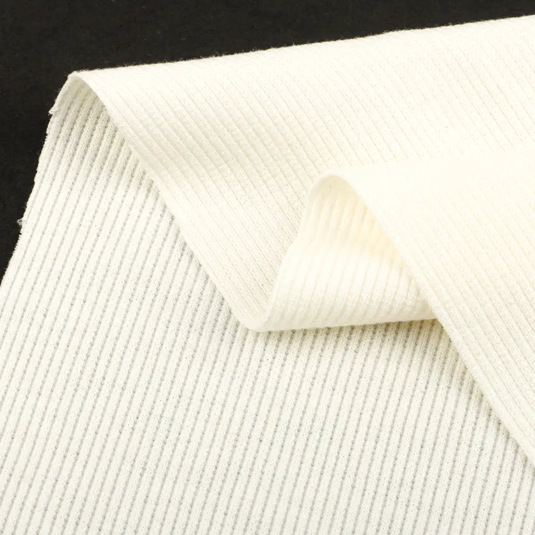 China Fabric for Pants,Ladies Vest (Sweater),Open Cardigan (Sweater),Hoodie  (Sweater),Skirt (Sweater) Rib Knit Fabric Rayon Polyester Spandex cream color buy from China wholesaler bulk order at wholesale price free worldwide shipping Alibaba
