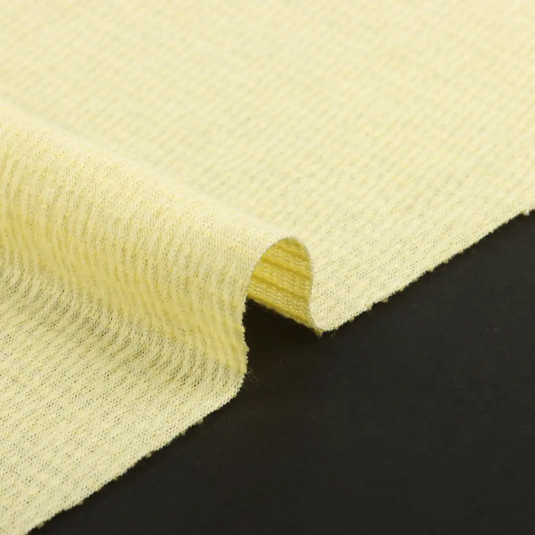 China Fabric for T-Shirt,Ladies Vest (Sweater),Open Cardigan (Sweater),Polo T-shirt (Sweater),Dresses (Cardigan Button) (Sweater),Skirt (Sweater) Crepe Knit Fabric Polyester Rayon Spandex yellow color buy from China wholesaler bulk order at wholesale price free worldwide shipping Alibaba