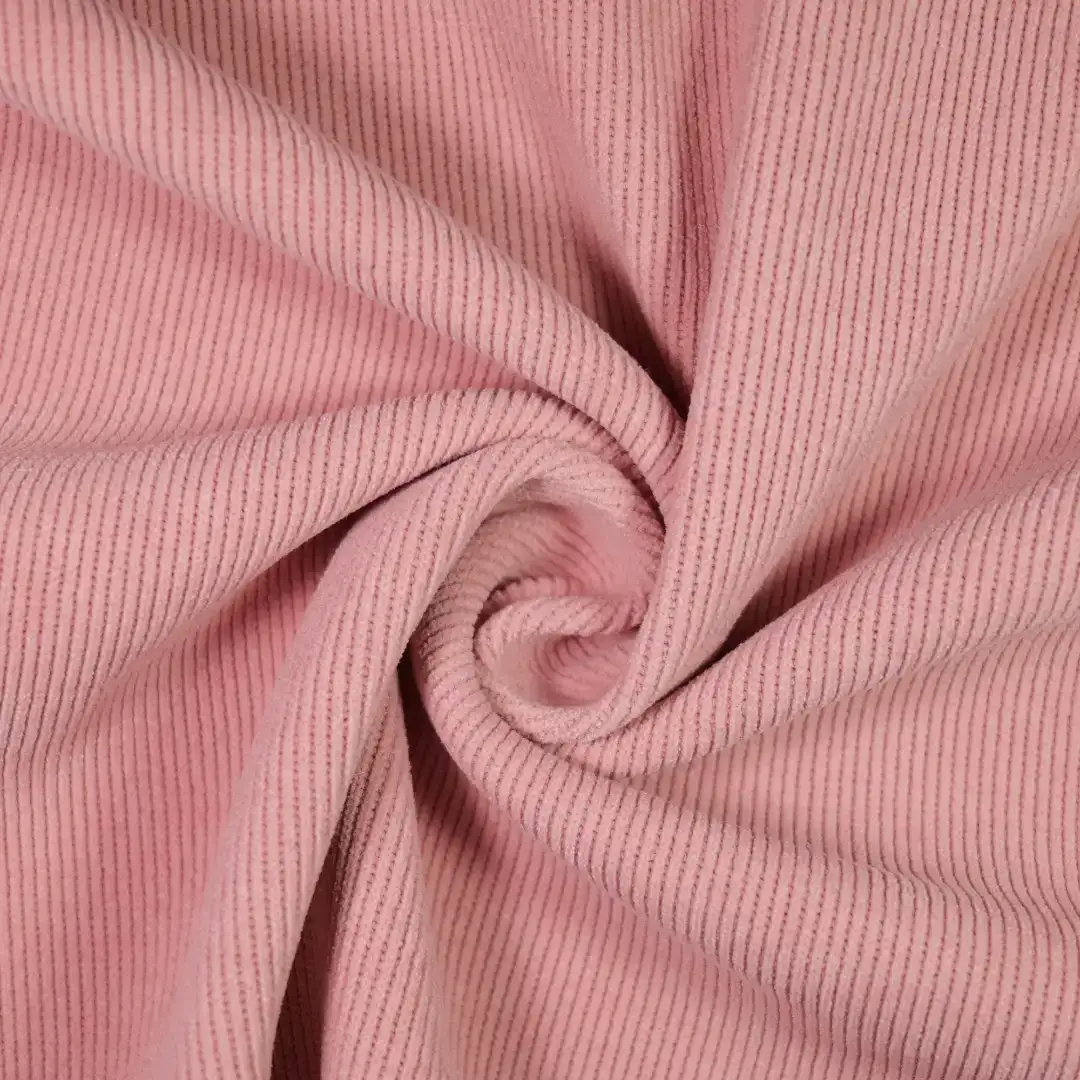 China Fabric for Pants,Jackets,Hoodie,Over Shirt knitted Corduroy Knit Fabric Polyester Spandex Pink color buy from China wholesaler bulk order at wholesale price free worldwide shipping Alibaba