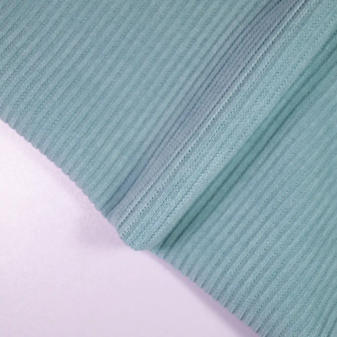 China Fabric for Denim Jacket,Jackets,Over Shirt knitted Corduroy Knit Fabric Polyester Spandex Aqua Blue color buy from China wholesaler bulk order at wholesale price free worldwide shipping Alibaba