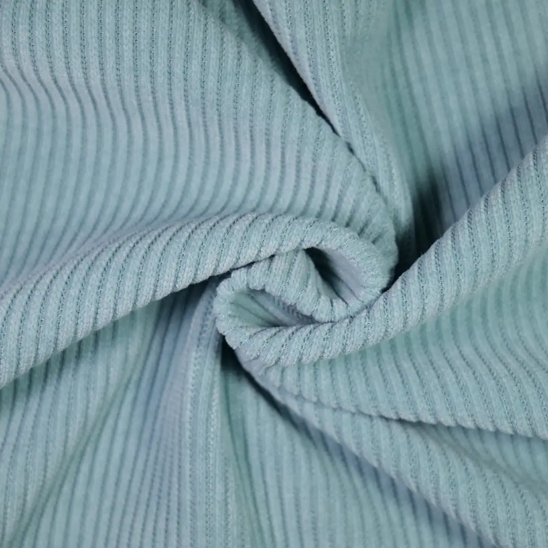 China Fabric for Denim Jacket,Jackets,Over Shirt knitted Corduroy Knit Fabric Polyester Spandex Aqua Blue color buy from China wholesaler bulk order at wholesale price free worldwide shipping Alibaba